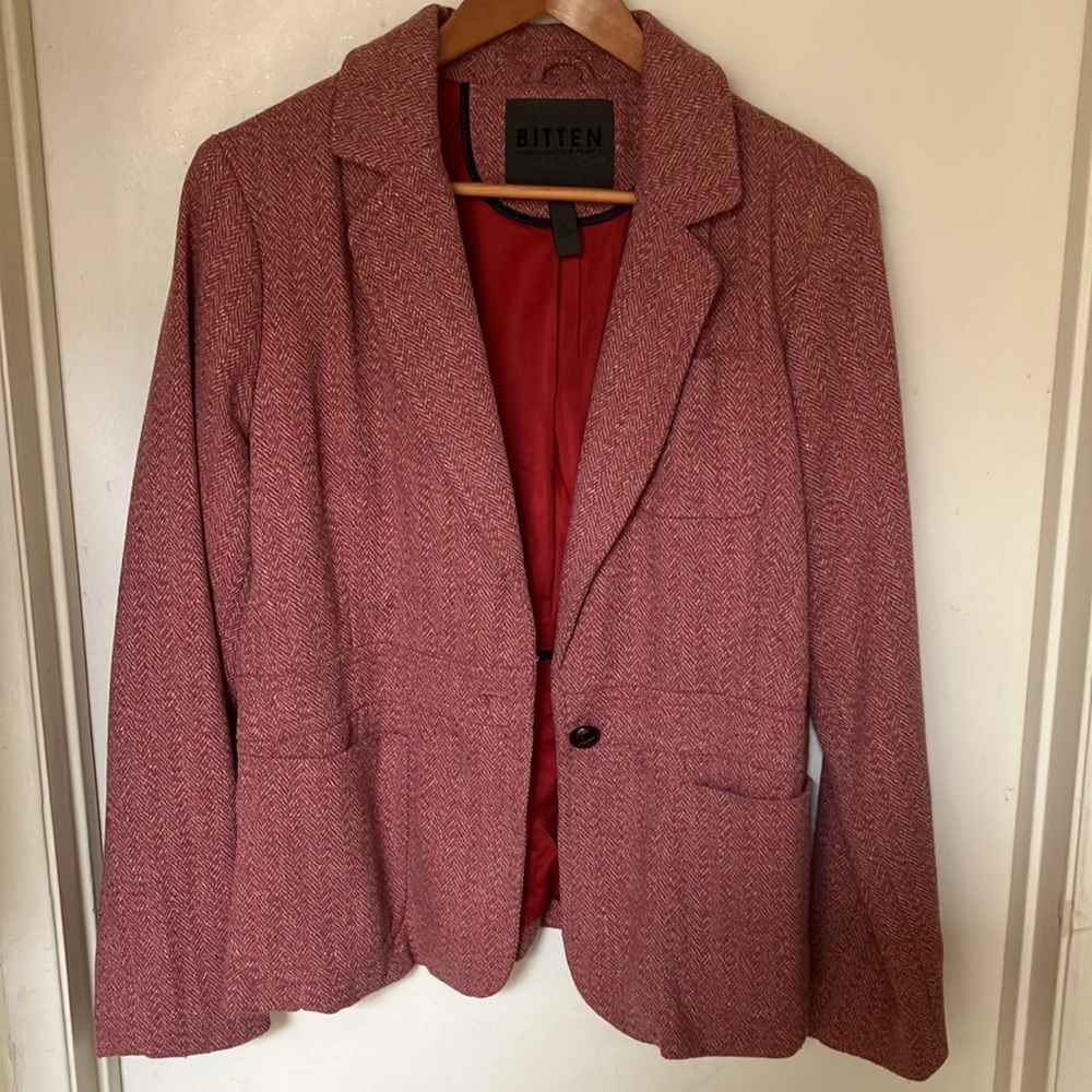Bitten Womens Size X-Large Sarah Jessica Parker Blazer Jacket Red Wool Blend